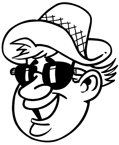 Man with straw hat and sun glasses vinyl sticker. Customize on line. Summer 088-0314